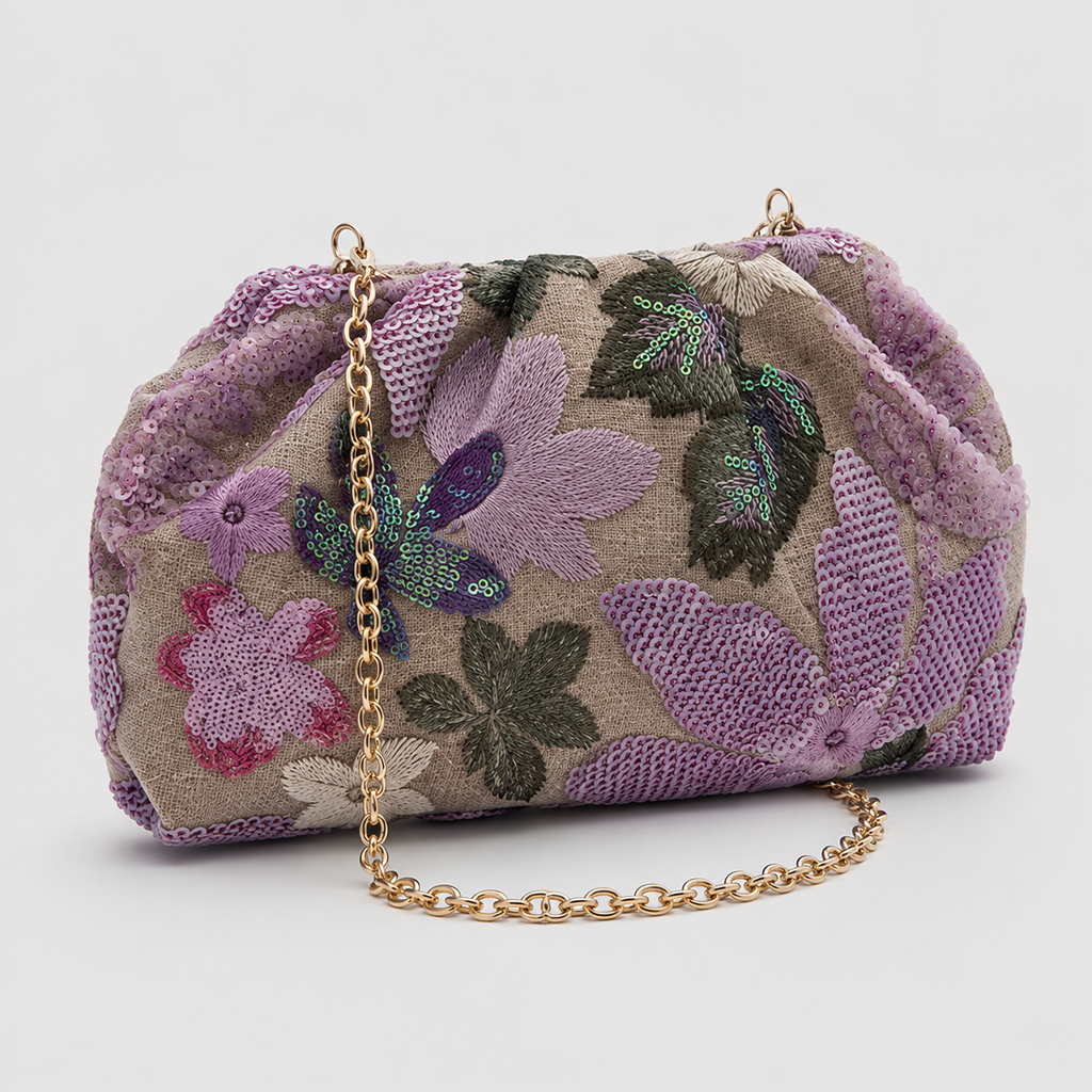 Bestickte Tasche mit Blumenmuster